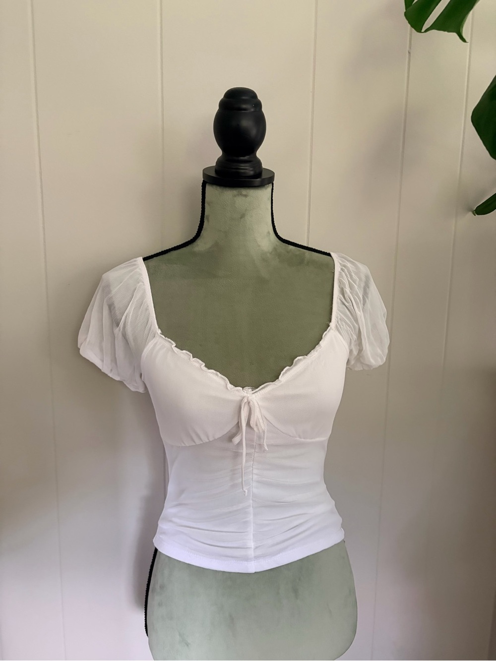 White Ruffle-Trim Top